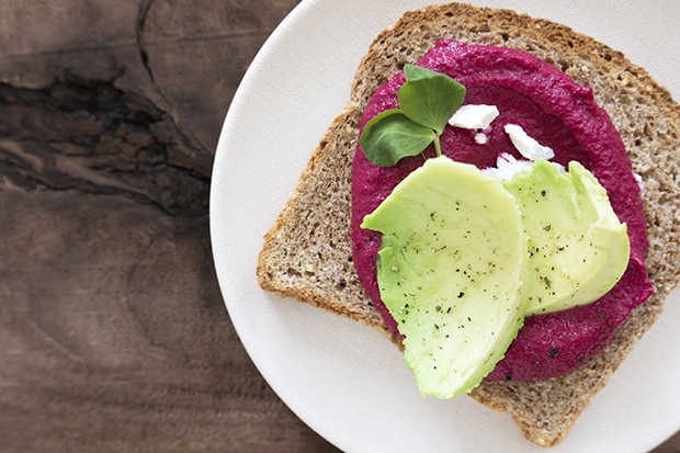 Ezekiel Toast: Beet Hummus