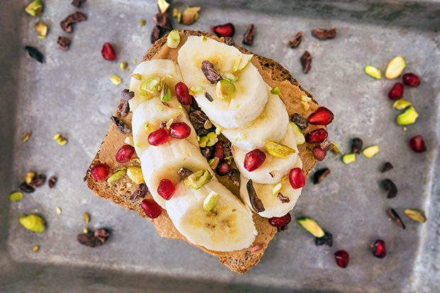Ezekiel Toast: Peanut Butter and Banana
